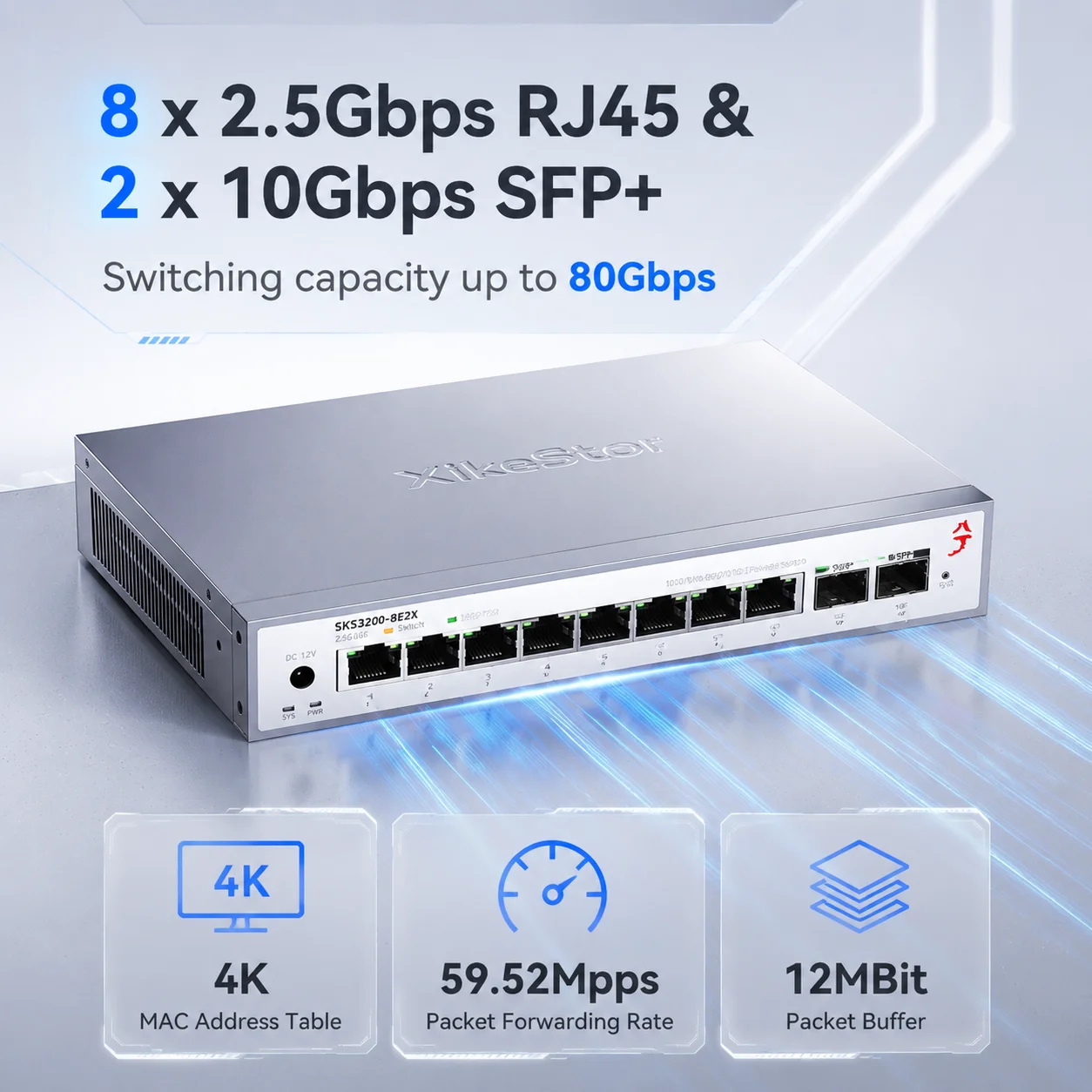 XikeStor SKS3200-8E2X 8-портов – обзор и цена Sfp+ 10G Managed Switch 8 Port