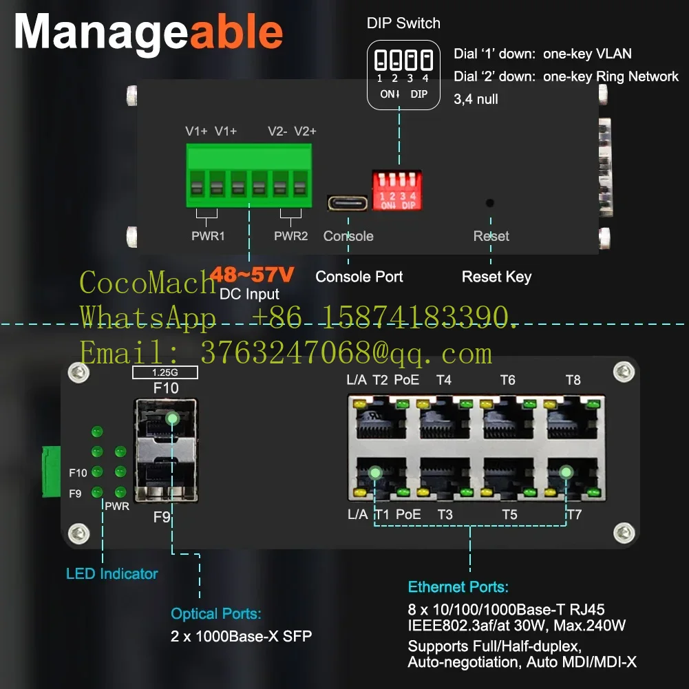 8-портовый управляемый гигабит – обзор и цена Managed Gigabit Poe Switch 8 Port 802.3At